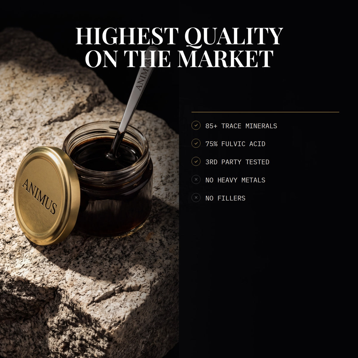 Highest quality on the market - 85+ trace minerals, 75% fulvic acid, third party tested
