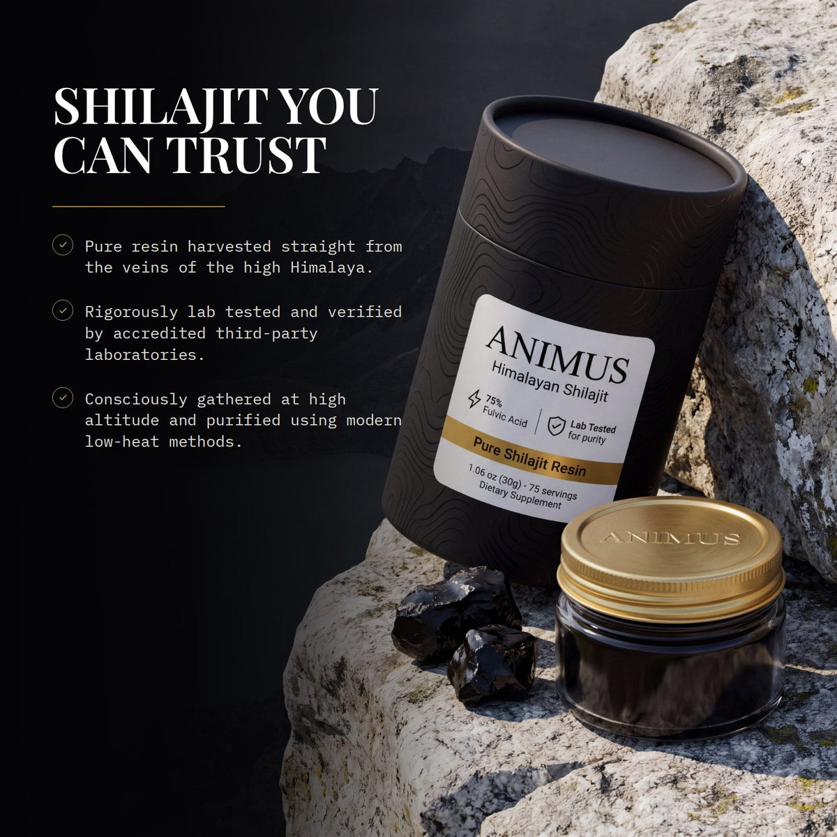 Shilajit you can trust - harvested from the high Himalaya, third-party lab tested